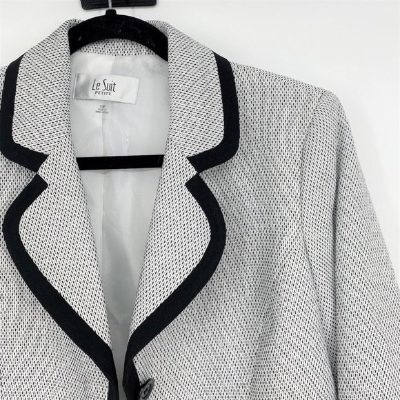 Le Suit Notch Collar Contrast Seam Three Button Closure Coat Jacket 10P - Picture 3 of 8